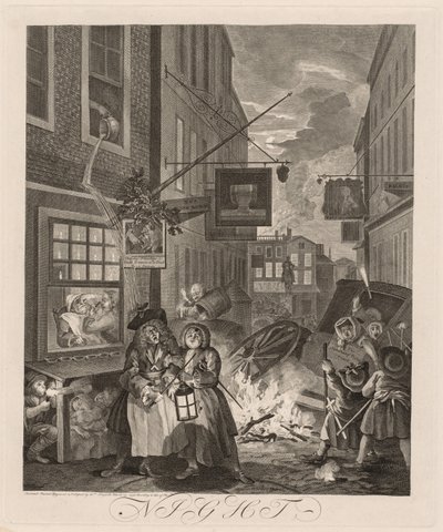 Les Quatre Moments de la Journée : Nuit - William Hogarth