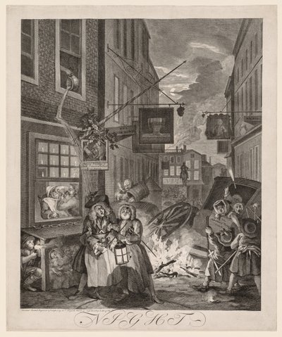 Les Quatre Moments de la Journée : Nuit - William Hogarth