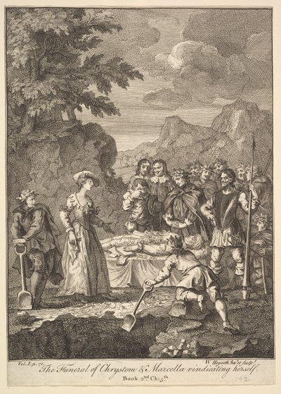 Les funérailles de Chrystom et Marcella se justifiant, Six illustrations pour Don..., 1756 ou après - William Hogarth
