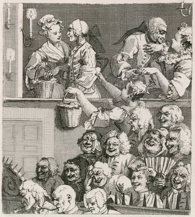 Le Public Riant. Vue de Hogarth de Drury Lane avec des Vendeuses d