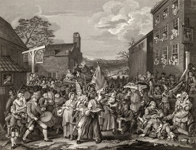 La marche vers Finchley, gravée par T.E. Nicholson, de 