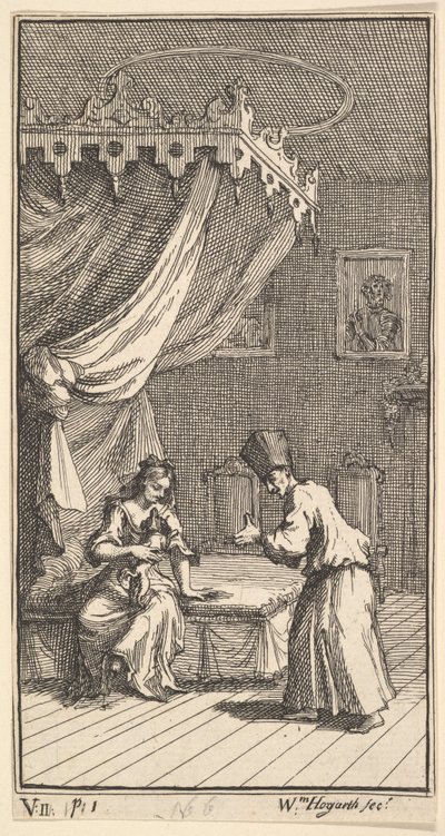 La Nouvelle Métamorphose, Planche 5 : Fantasio, Transformé en Chien de Compagnie, avec Donna The... - William Hogarth