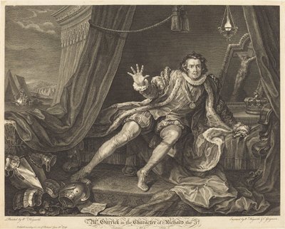 Garrick dans le rôle de Richard III - William Hogarth and Charles Grignion