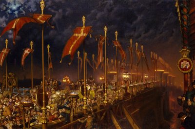 Pont de Londres la nuit du mariage du prince et de la princesse de Galles, 1863-6 - William Holman Hunt