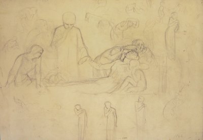 Études pour les figures du docteur, des pleureuses et de Minerve - William Holman Hunt