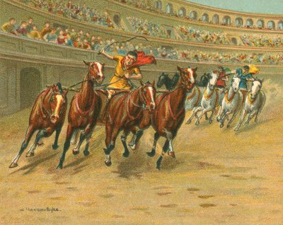 Courses historiques et modernes, Courses de chars romains (chromolithographie) - William Hounsom Byles