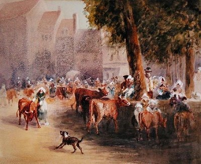 Tôt le matin au marché aux bestiaux du village - William Hunt