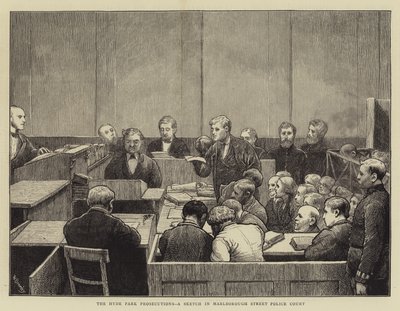 Les poursuites de Hyde Park, un croquis au tribunal de police de Marlborough Street - William III Bromley