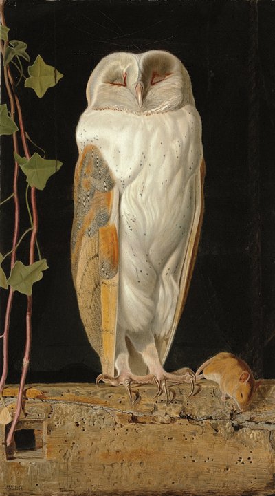 La chouette blanche : "Seul et réchauffant ses cinq esprits, la chouette blanche dans le clocher est assise", 1856 - William J. Webbe