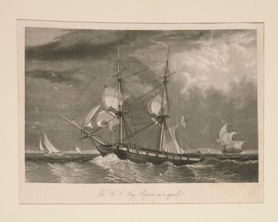 La Brigantine américaine Porpoise dans une tempête - William James Bennett
