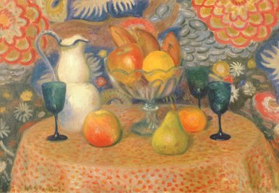 Nature morte avec trois verres, vers 1925 (huile sur toile) - William James Glackens