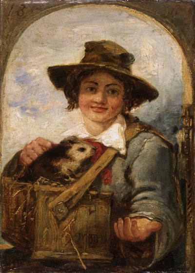 Garçon italien avec un cochon d