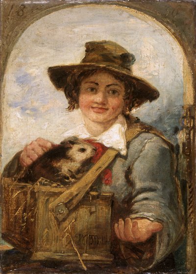 Garçon italien avec un cochon d