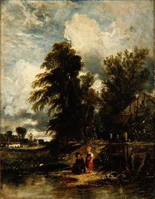 Étang avec des enfants pêchant - William James Muller