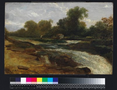 Paysage fluvial avec un pêcheur à la ligne, 1842 - William James Muller