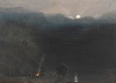 Maurice - Clair de lune, avec feu de charbonniers dans les gorges de la rivière Noire - William John Chamberlayne
