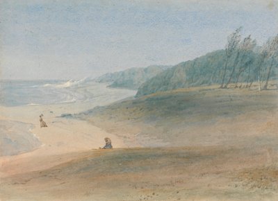 Maurice - un enfant regardant sa mère marcher près de la mer, présumée Mme Chamberlayne et un de ses enfants - William John Chamberlayne