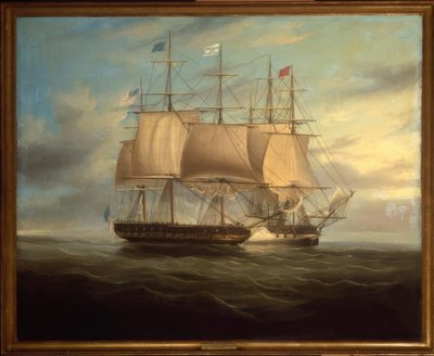 Shannon et Chesapeake en combat rapproché, 1813 / Peinture de W.J.Huggins - William John Huggins