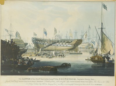 Le lancement du navire de la Compagnie des Indes orientales 