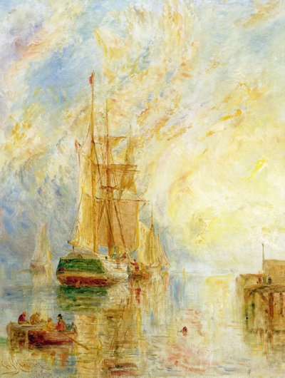 Bateau dans le port, coucher de soleil - William Joseph J.C. Bond