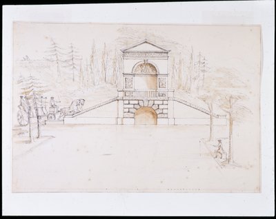 Chiswick, design pour une cascade à fronton combinée avec un pont routier à l