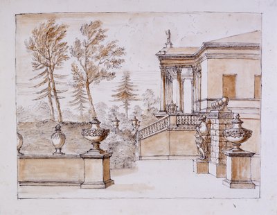 Chiswick, vue de la villa du côté de la statue d