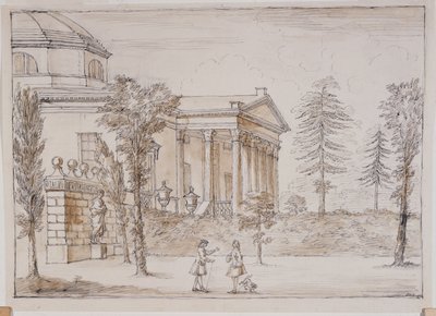 Chiswick, vue de la villa du côté de la statue de Palladio - William Kent