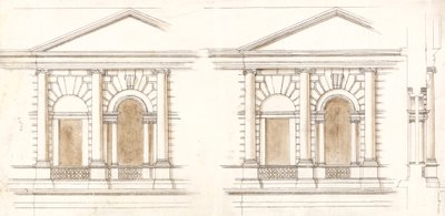 Le Trésor, Whitehall, Londres : Élévations alternatives de la façade - William Kent