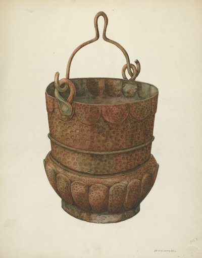 Seau en cuivre martelé, 1938 - William Kieckhofel