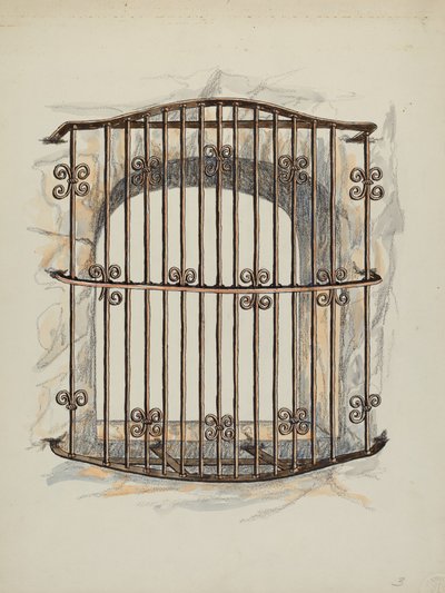 Grille en fer à la fenêtre, une restauration, vers 1941 - William Kieckhofel