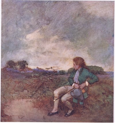 Ici, alors que je fais mes rondes solitaires, au milieu de tes promenades enchevêtrées et de tes terrains en ruine (lithographie en couleur) - William Lee Hankey
