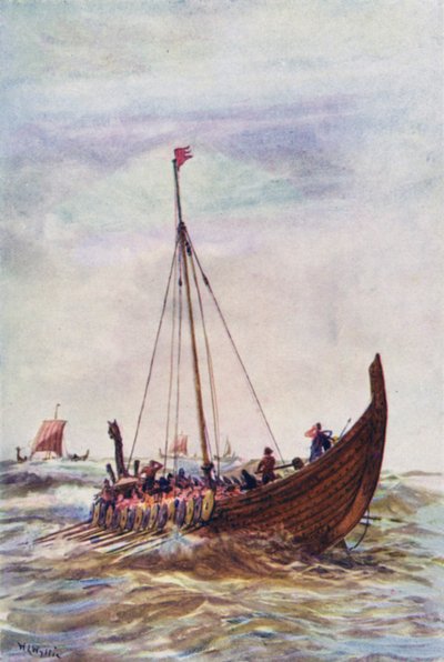 Navire de guerre du temps du roi Alfred - William Lionel (after) Wyllie