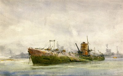 Sous-marin rendu et échoué, Portsmouth - William Lionel Wyllie