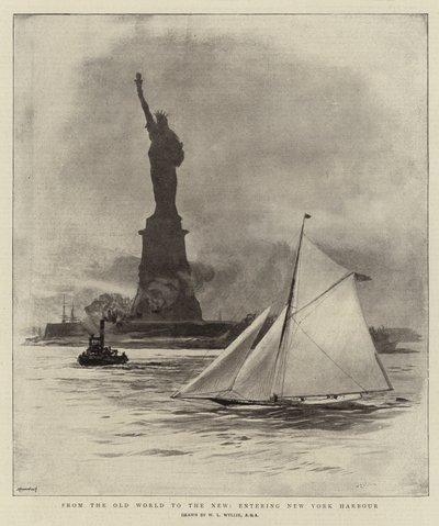 Du Vieux Monde au Nouveau, entrant dans le port de New York - William Lionel Wyllie