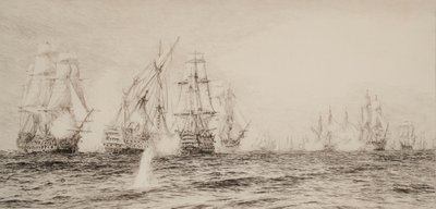 Navires, quatre mâts, engagés dans une bataille - William Lionel Wyllie