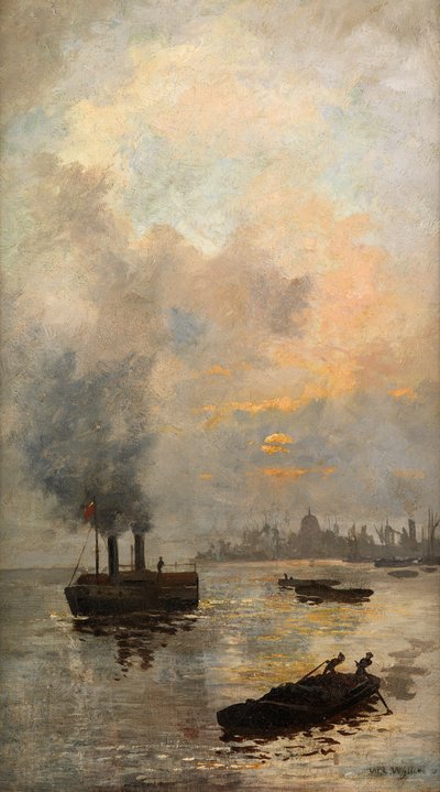 Coucher de soleil sur la Tamise - William Lionel Wyllie