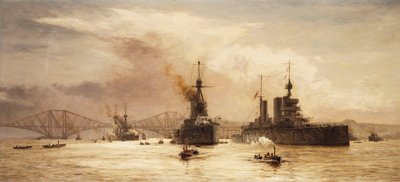 La première escadre de bataille quittant le Forth pour la bataille du Jutland, 1917 - William Lionel Wyllie
