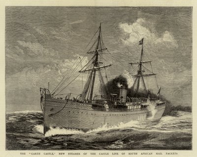 Le Garth Castle, nouveau vapeur de la Castle Line des paquebots postaux sud-africains - William Lionel Wyllie