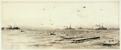 La flotte allemande de haute mer enfermée à Scapa, vers 1918 - William Lionel Wyllie