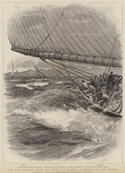 La régate de Nice, le Britannia de SAR le Prince de Galles et vainqueur facile - William Lionel Wyllie