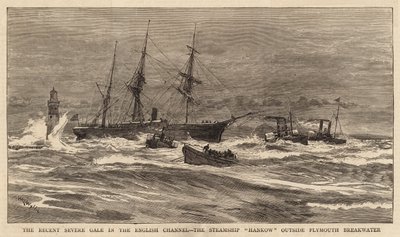 La récente tempête sévère dans la Manche, le vapeur Hankow à l