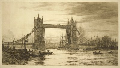 Tower Bridge vu de la Tamise, Londres, vers 1894-1931 - William Lionel Wyllie