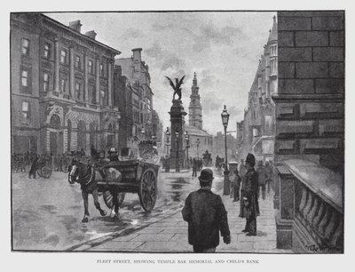 Fleet Street, montrant le Temple Bar Memorial et la banque Child