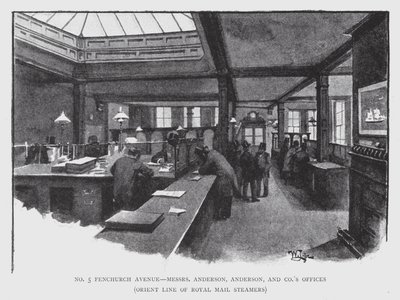 No 5 Fenchurch Avenue, bureaux de Messrs Anderson, Anderson, et Co, Orient Line of Royal Mail Steamers - William Luker