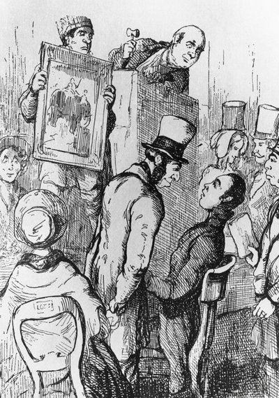 Éléphant à vendre, illustration pour le 17e chapitre de La Foire aux vanités, roman de William Makepeace Thackeray (1811-1863), gravure d