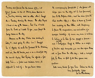 Lettre de William Makepeace Thackeray à TW Gibbs, 12 septembre 1851 - William Makepeace Thackeray