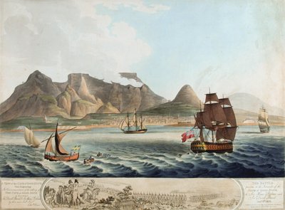 Vue du Cap de Bonne-Espérance...La bataille avant la reddition...8 janvier 1806 - William Marshall Craig