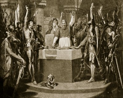 Le serment des barons, 1214, illustration de l