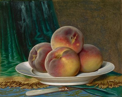 Pêches sur une assiette blanche - William Mason Brown