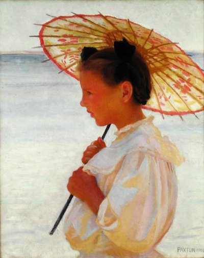 Fille avec un parasol chinois - William McGregor Paxton